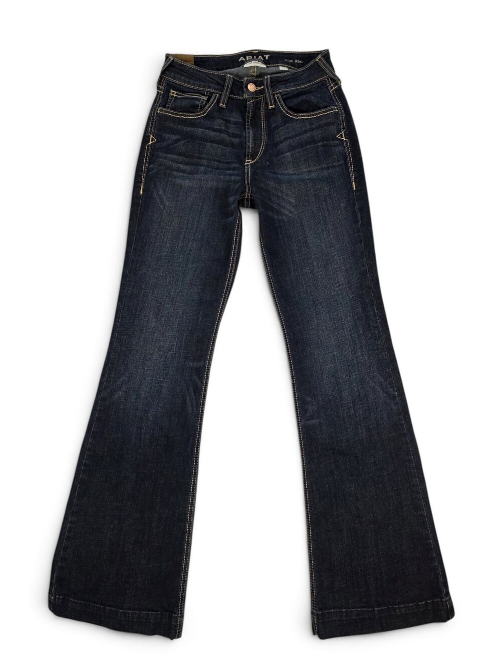 Ariat High Rise Ella Slim Trouser Jeans Rascal Wash Women 27R Dark Wash Flare